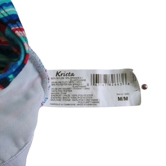 Krista Swim/Bathing Suit Top Tankini, Multi Colored Stripes M - Picture 10 of 10